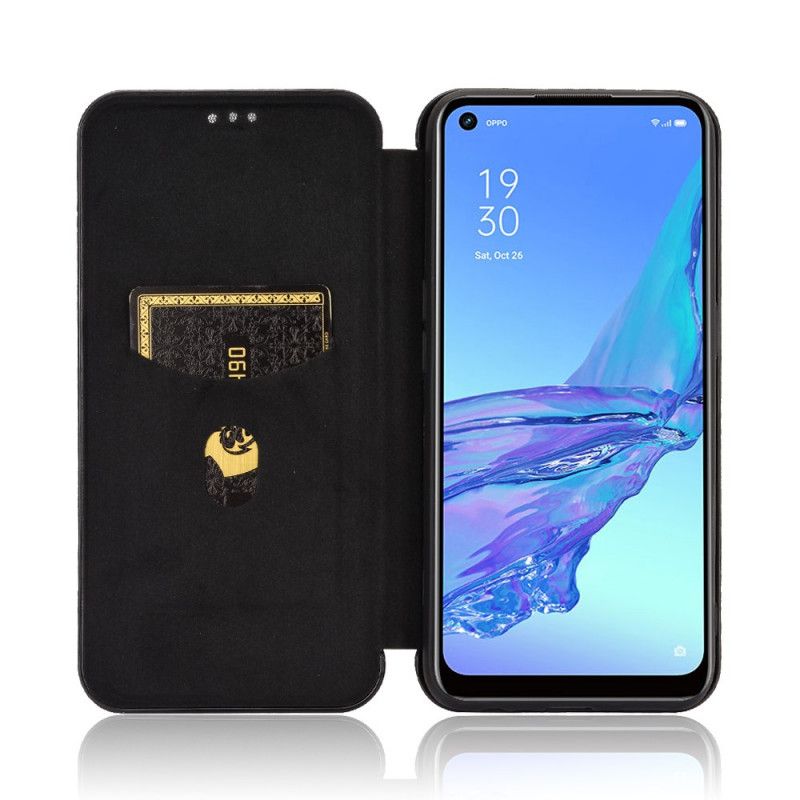 Folio-hoesje Oppo A53s Groen Zwart Gekleurde Koolstofvezel Siliconen