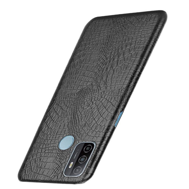 Hoesje voor Oppo A53s Wit Zwart Krokodillenhuidstijl