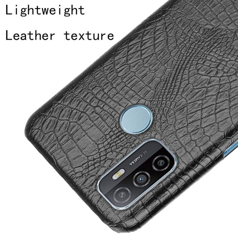 Hoesje voor Oppo A53s Wit Zwart Krokodillenhuidstijl