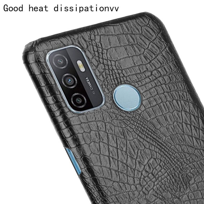 Hoesje voor Oppo A53s Wit Zwart Krokodillenhuidstijl