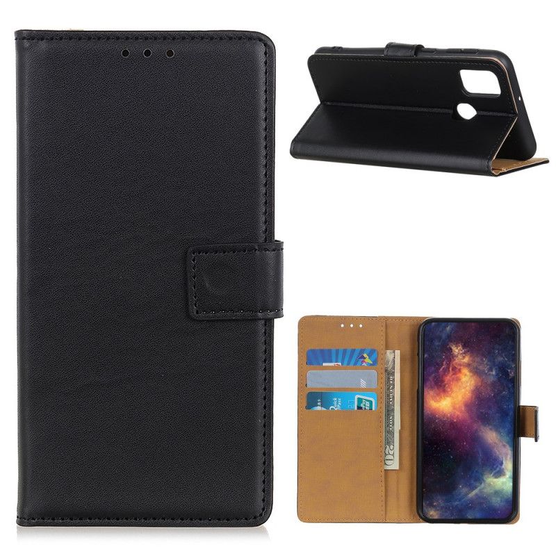 Leren Hoesje Oppo A53s Donkerblauw Zwart Telefoonhoesje Eenvoudig Kunstleer