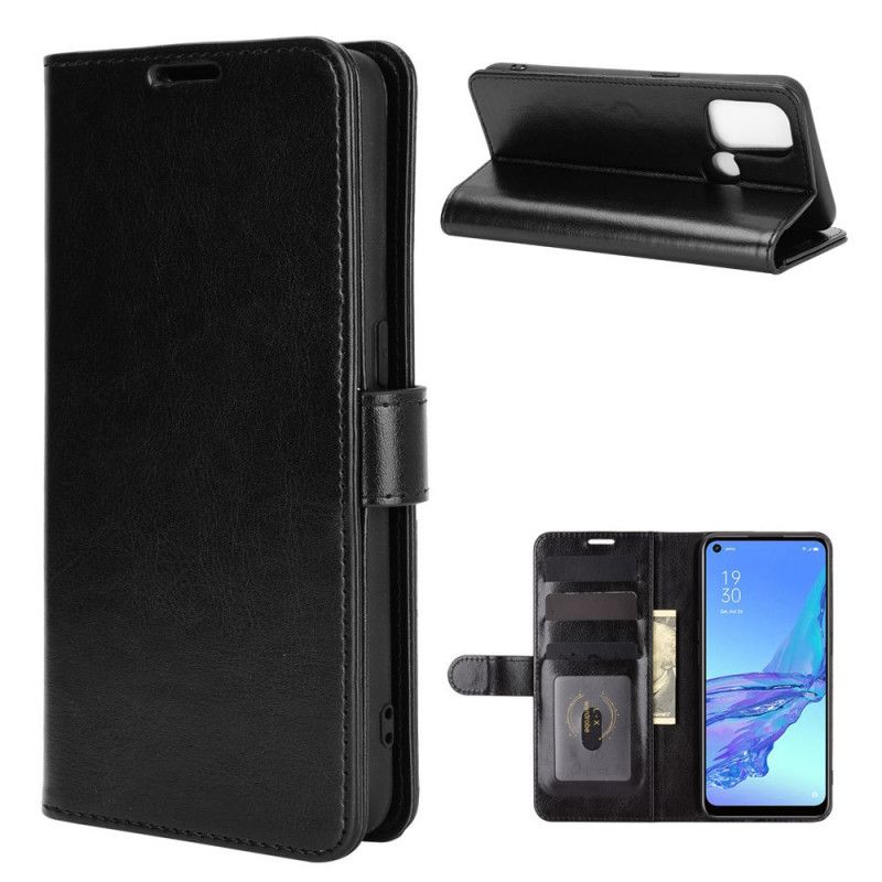 Leren Hoesje Oppo A53s Wit Zwart Bevroren Finesse