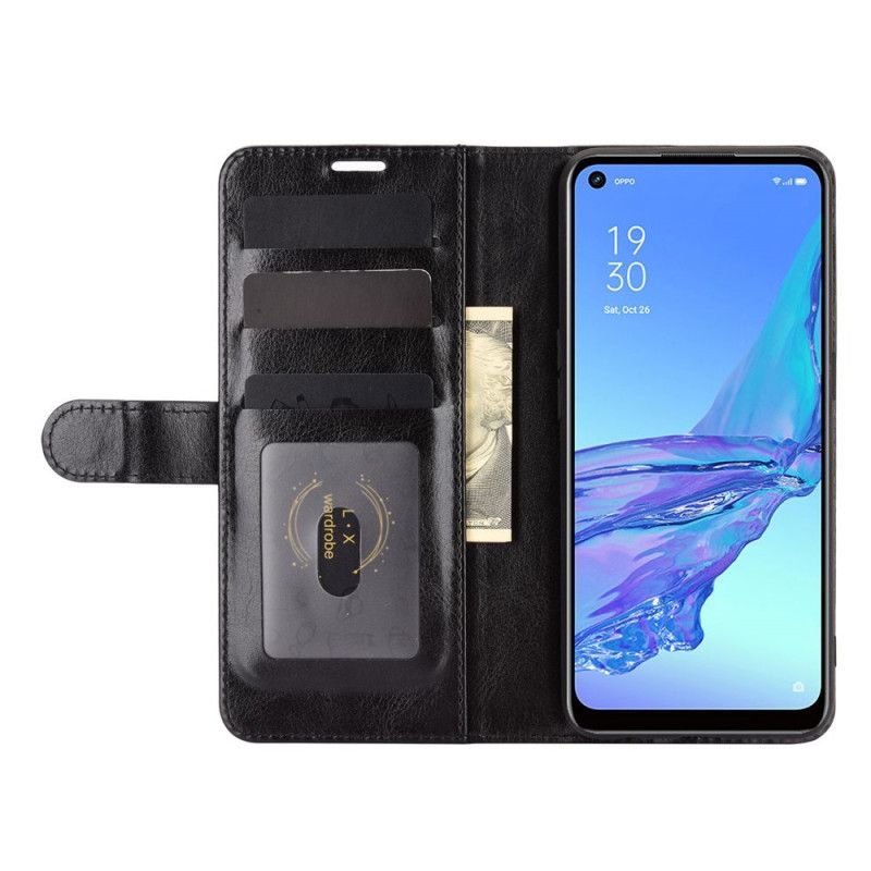 Leren Hoesje Oppo A53s Wit Zwart Bevroren Finesse