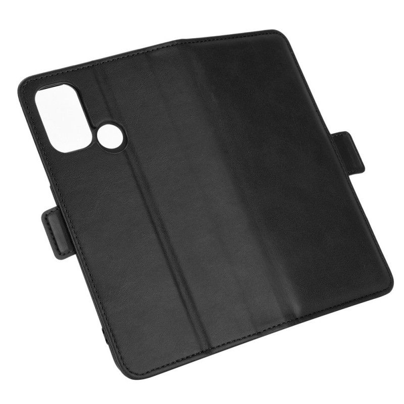 Leren Hoesje voor Oppo A53s Rood Zwart Dubbele Klep