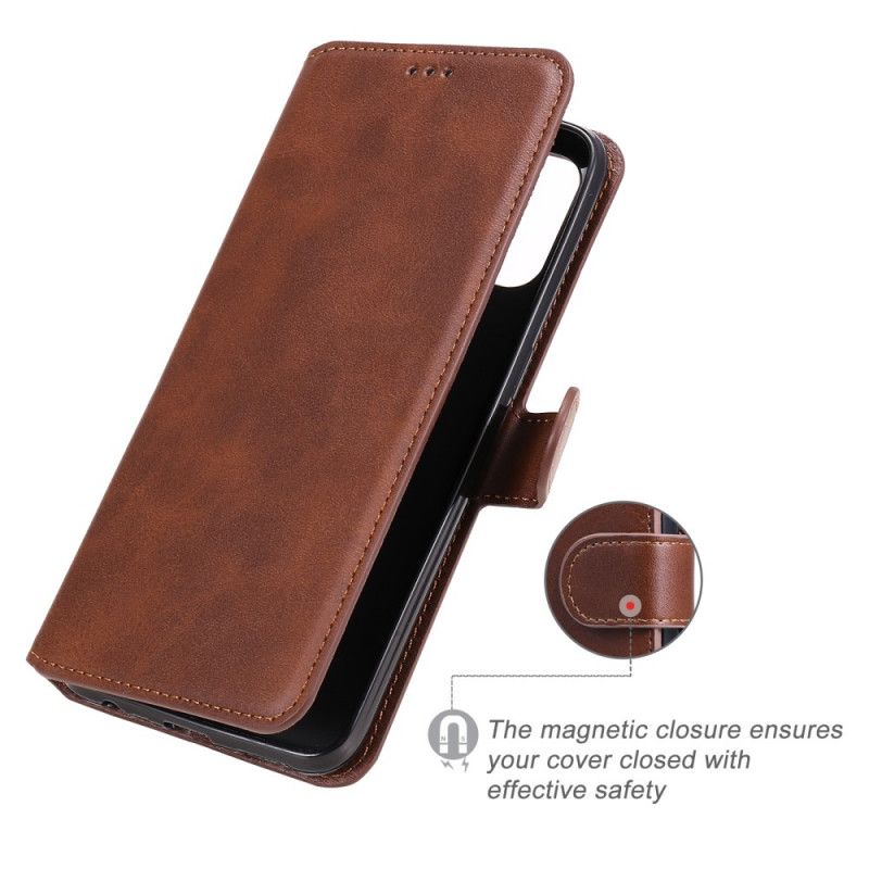 Leren Hoesje voor Oppo A53s Rood Zwart Klassieke Leerstijl