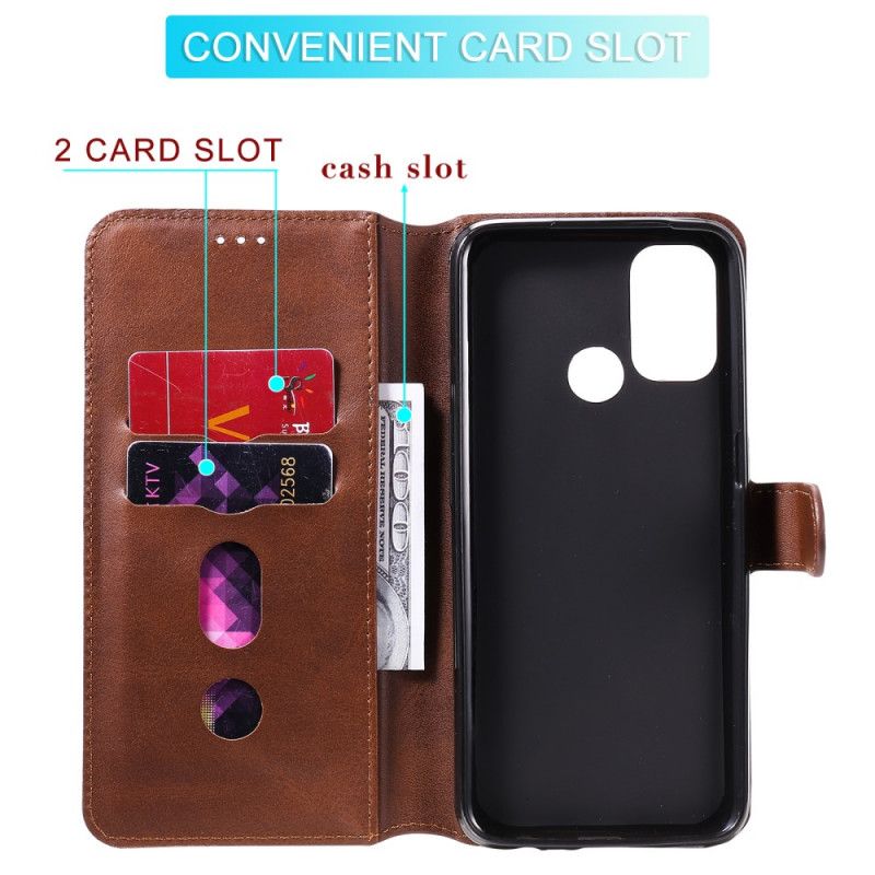 Leren Hoesje voor Oppo A53s Rood Zwart Klassieke Leerstijl