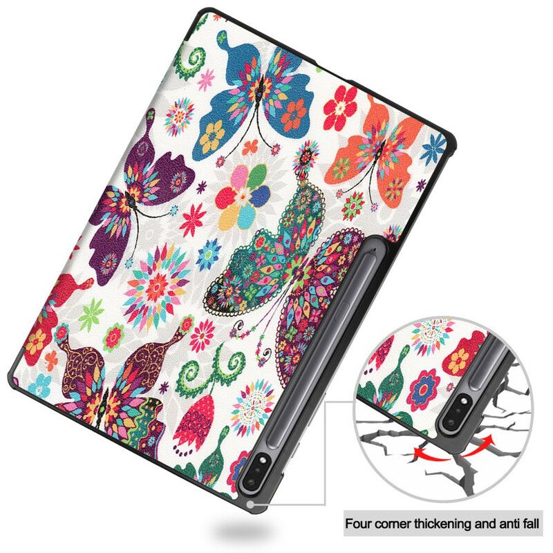 Smart Case Samsung Galaxy Tab S7 Fe Vintage Flower Pennenhouder