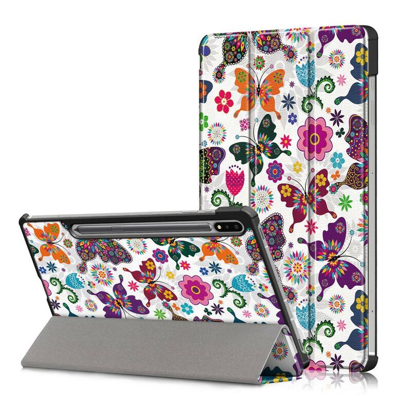 Versterkte Smart Case Samsung Galaxy Tab S7 Fe Vlinders En Bloemen