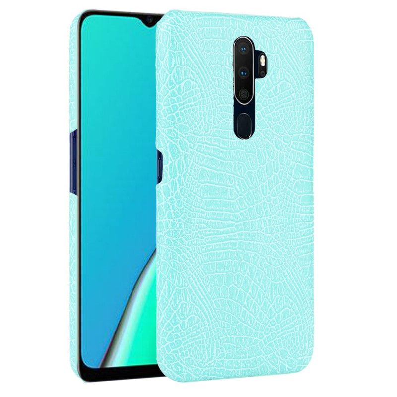 Hoesje voor Oppo A5 2020 Wit Zwart Krokodillenhuidstijl