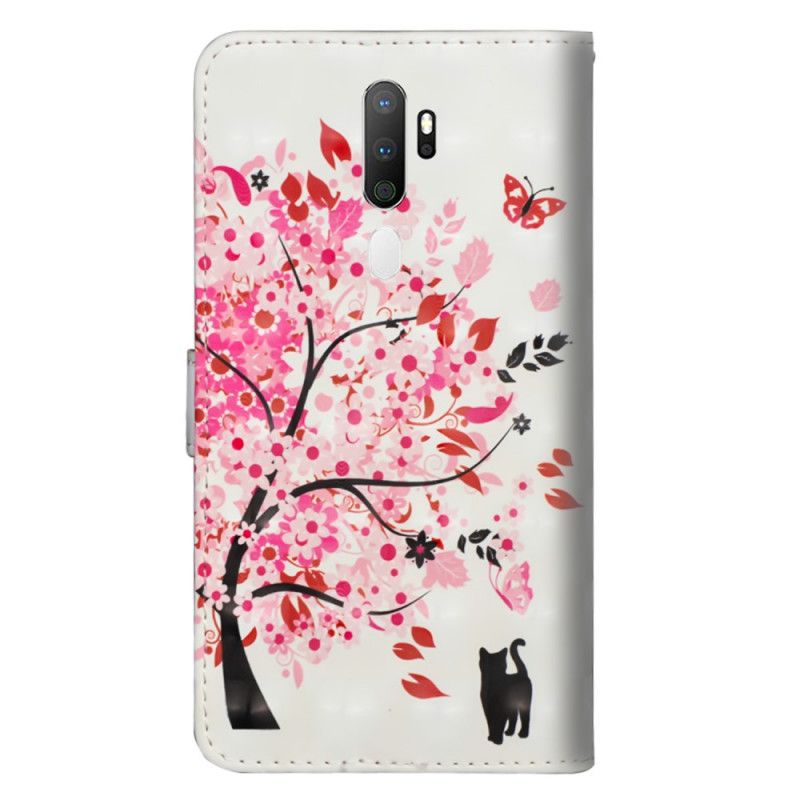 Leren Hoesje Oppo A5 2020 Telefoonhoesje Roze Boom