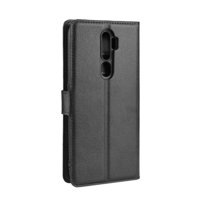 Leren Hoesje voor Oppo A5 2020 Wit Zwart Lychee Kunstleer
