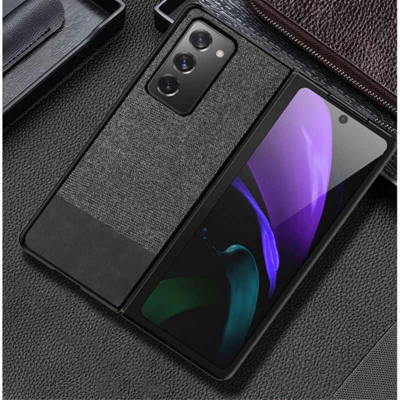 Cover Hoesje Samsung Galaxy Z Fold 2 Grijs Zwart Telefoonhoesje Kunstleer En Stof
