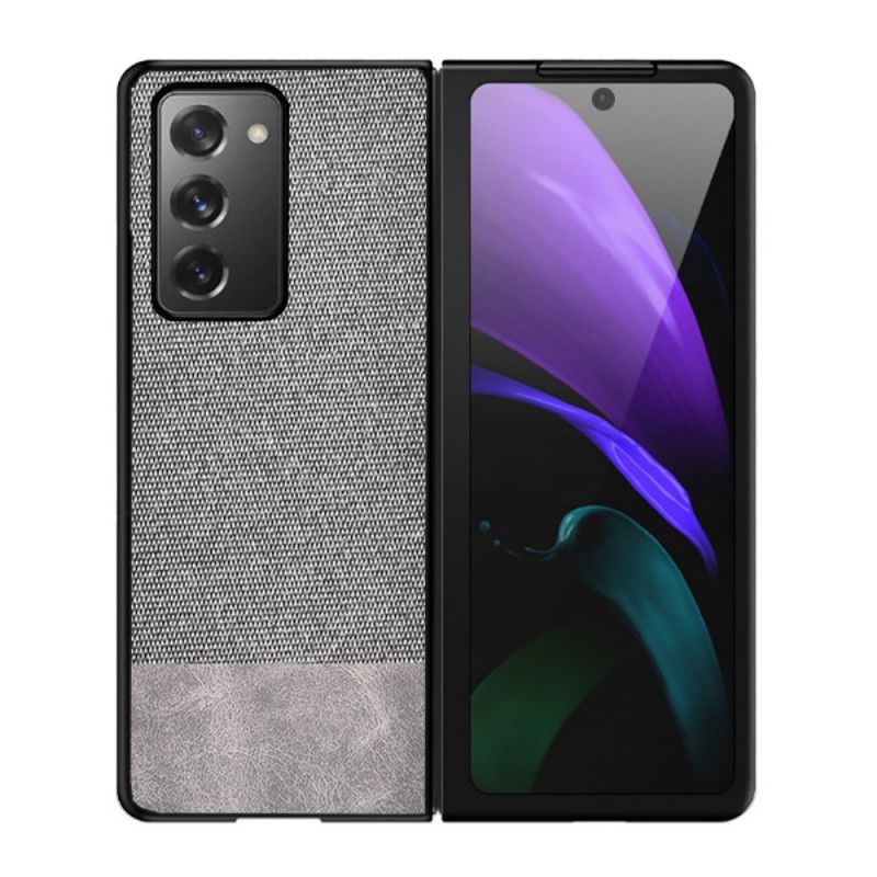 Cover Hoesje Samsung Galaxy Z Fold 2 Grijs Zwart Telefoonhoesje Kunstleer En Stof