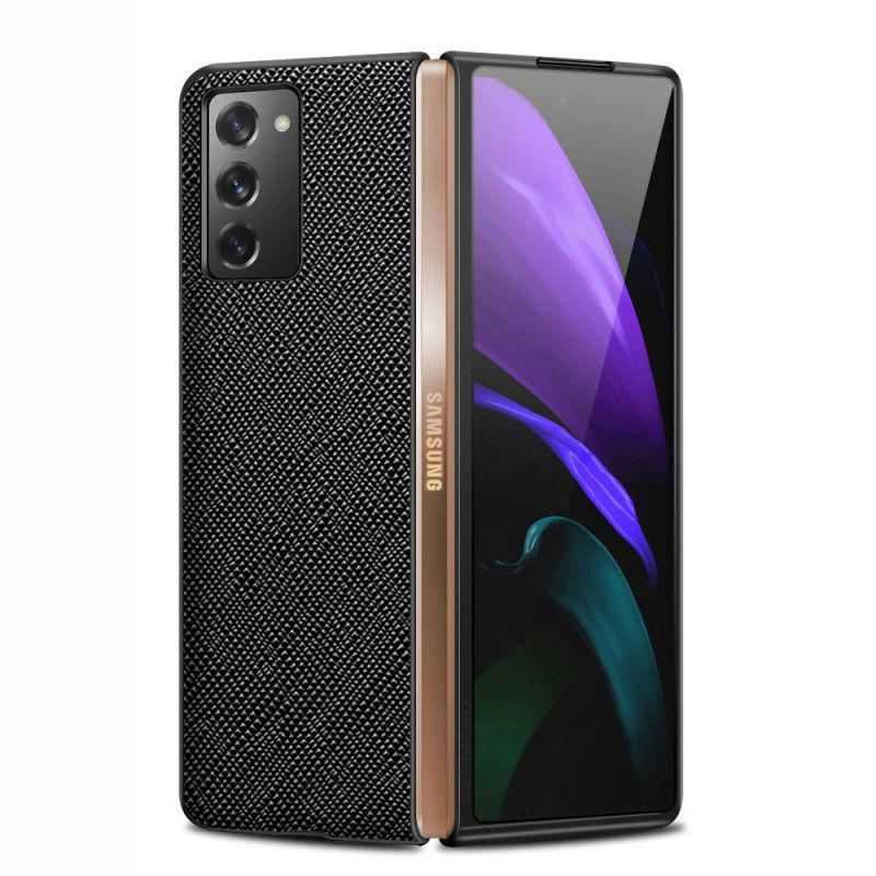 Cover Hoesje Samsung Galaxy Z Fold 2 Rood Zwart Telefoonhoesje Echt Gestructureerd Leer