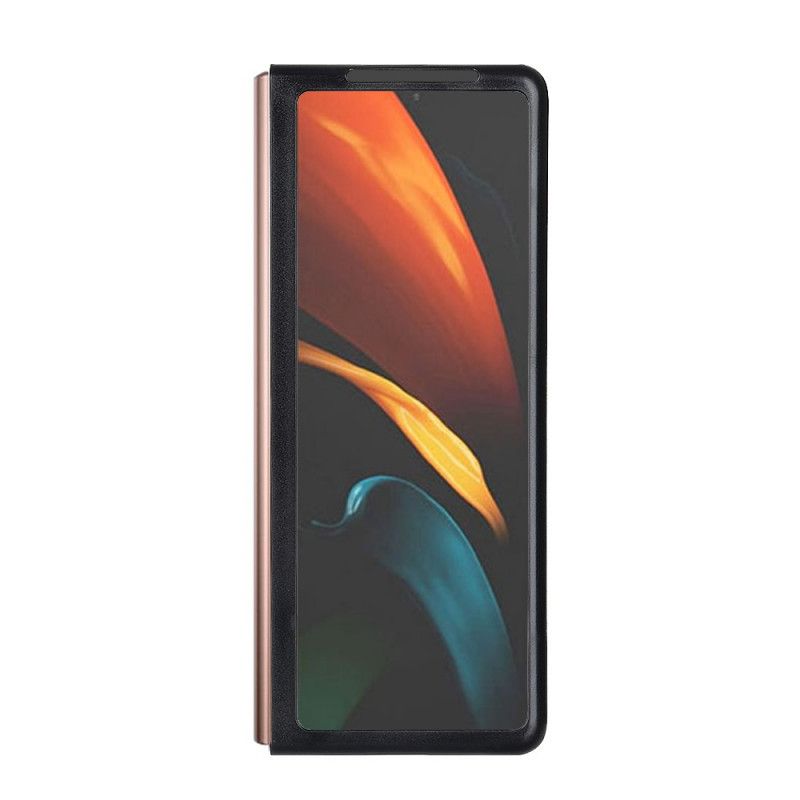 Hoesje Samsung Galaxy Z Fold 2 Rood Zwart Echt Gestructureerd Lychee Leer