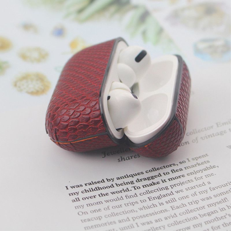 Hoesje AirPods Pro Grijs Zwart Slangenhuideffect