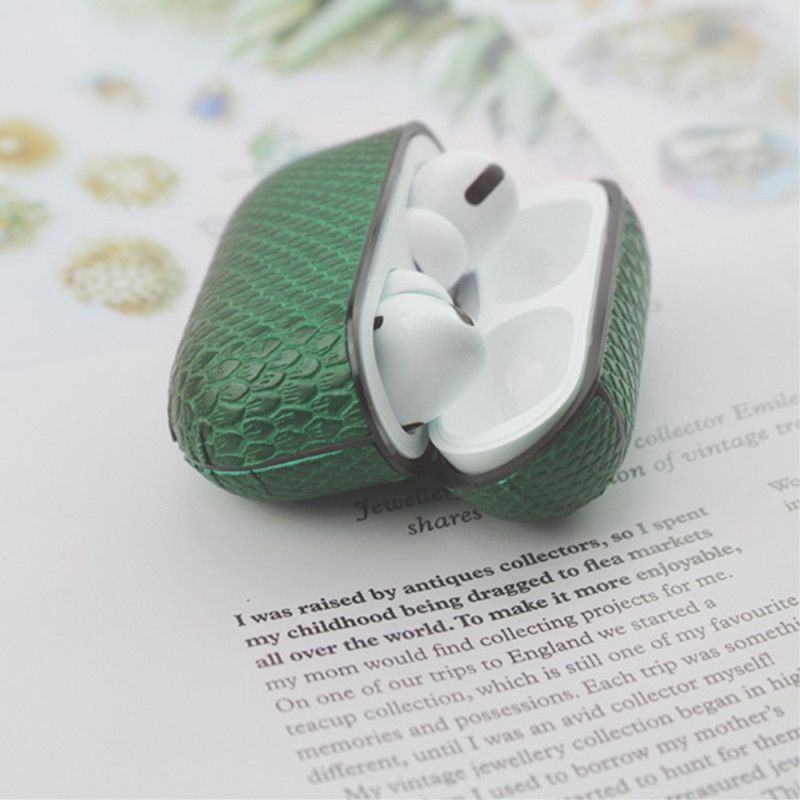 Hoesje AirPods Pro Grijs Zwart Slangenhuideffect