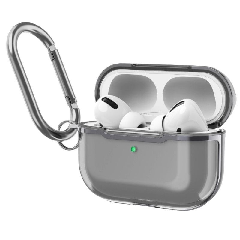 Hoesje AirPods Pro Rood Grijs Metallic Design Met Karabijnhaak