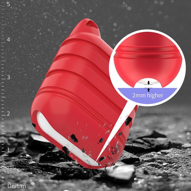Hoesje AirPods Pro Rood Wit Kat Met Karabijnhaak En Anti-Verloren Koord
