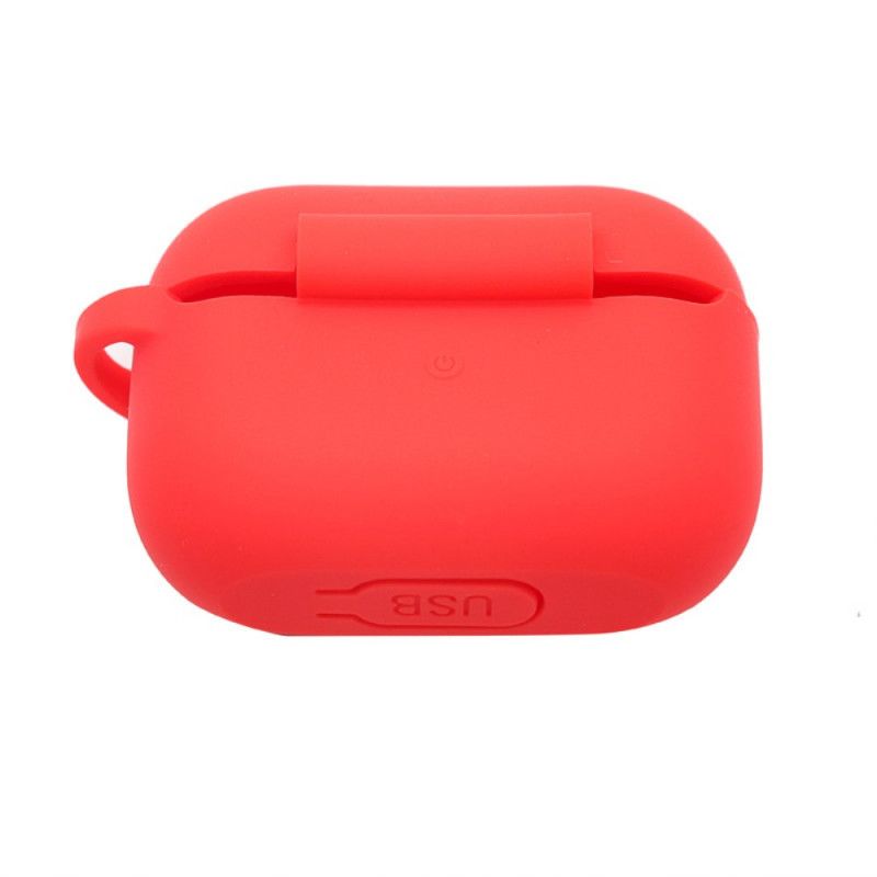 Hoesje AirPods Pro Wit Zwart Pure Kleuren Siliconen Met Karabijnhaak