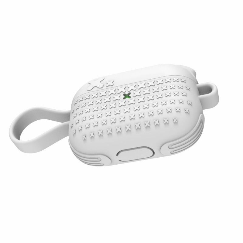 Hoesje AirPods Pro Wit Zwart Siliconen Met Dirose Band