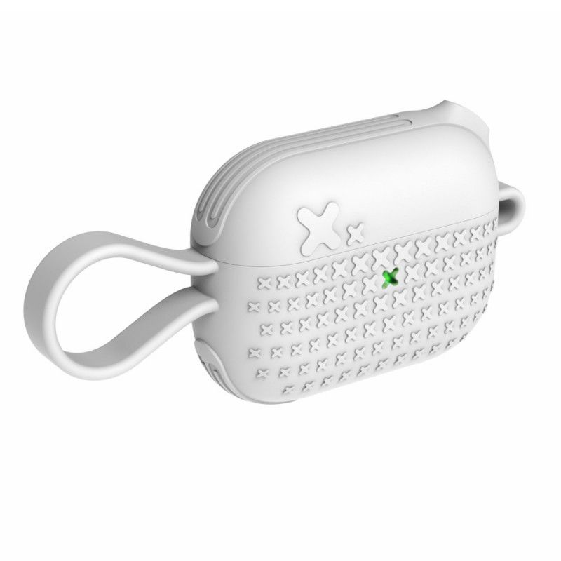 Hoesje AirPods Pro Wit Zwart Siliconen Met Dirose Band