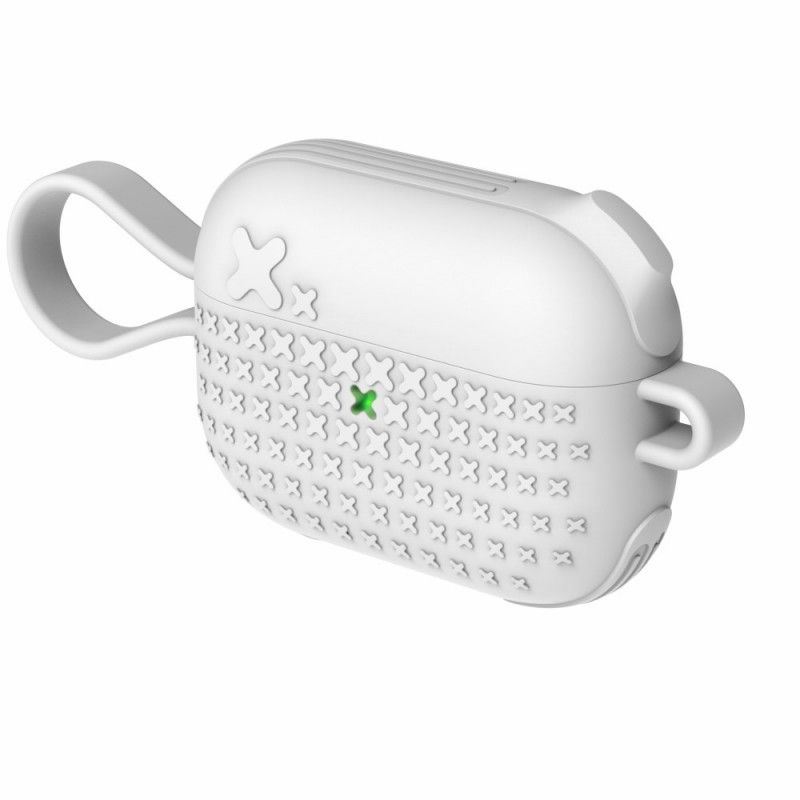 Hoesje AirPods Pro Wit Zwart Siliconen Met Dirose Band