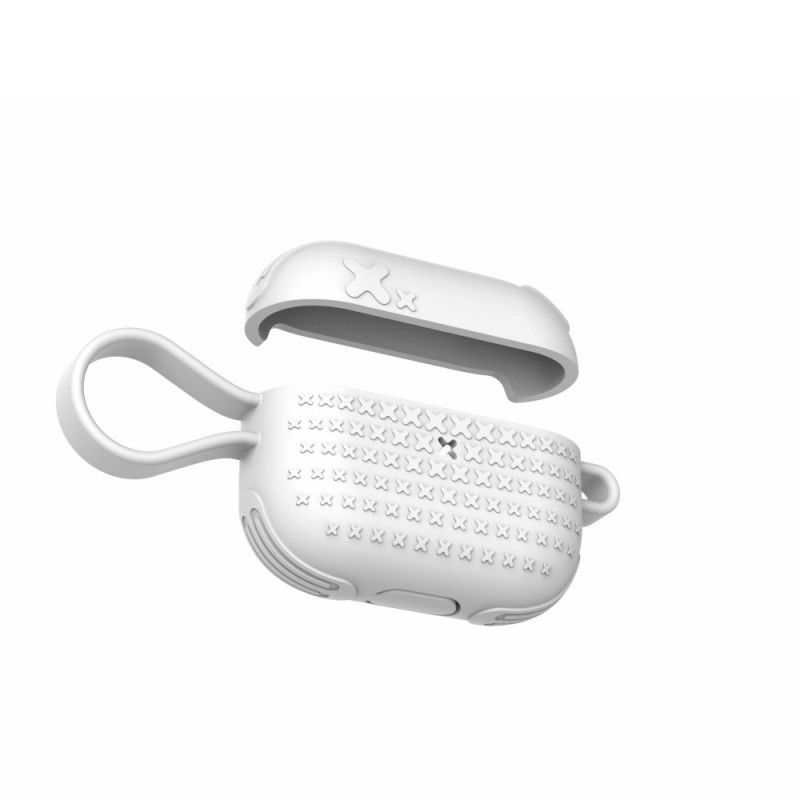 Hoesje AirPods Pro Wit Zwart Siliconen Met Dirose Band