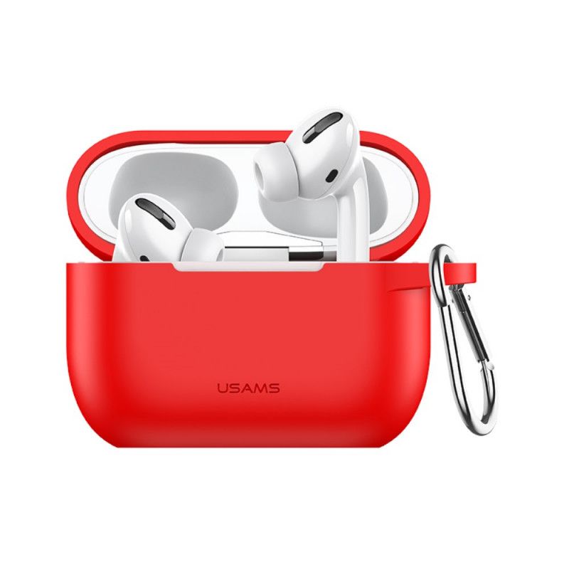 Hoesje voor AirPods Pro Geel Roze Siliconen En Usams Karabijnhaak