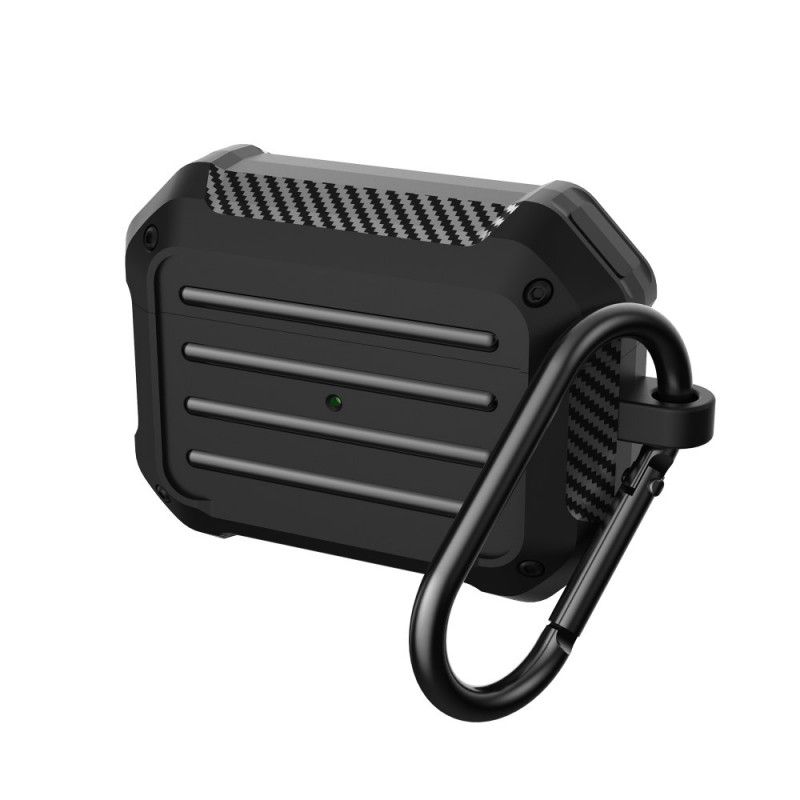 Hoesje voor AirPods Pro Grijs Zwart Superbestendige Siliconen Met Karabijnhaak