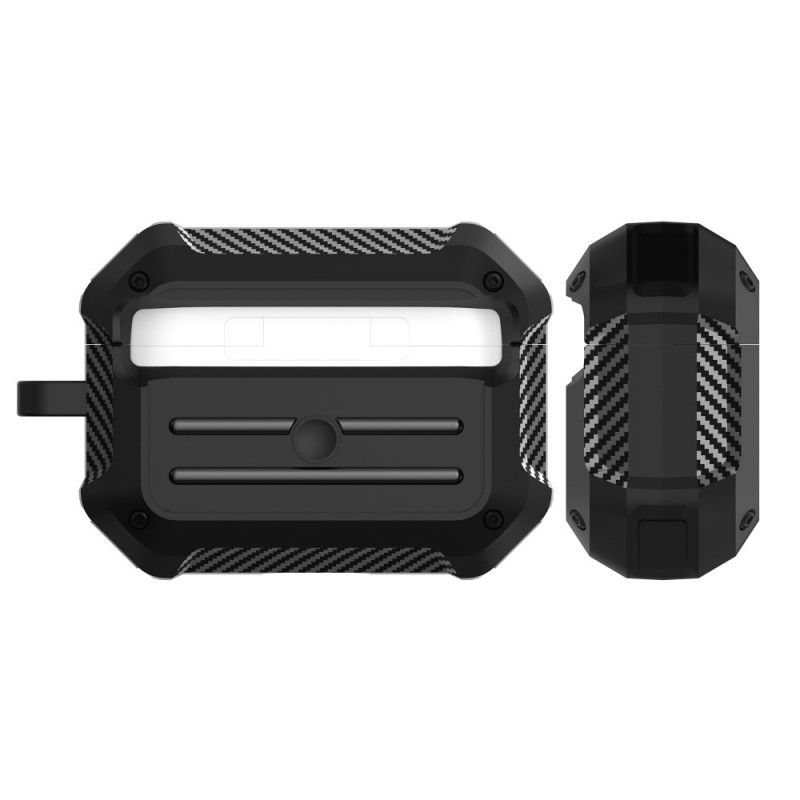Hoesje voor AirPods Pro Grijs Zwart Superbestendige Siliconen Met Karabijnhaak