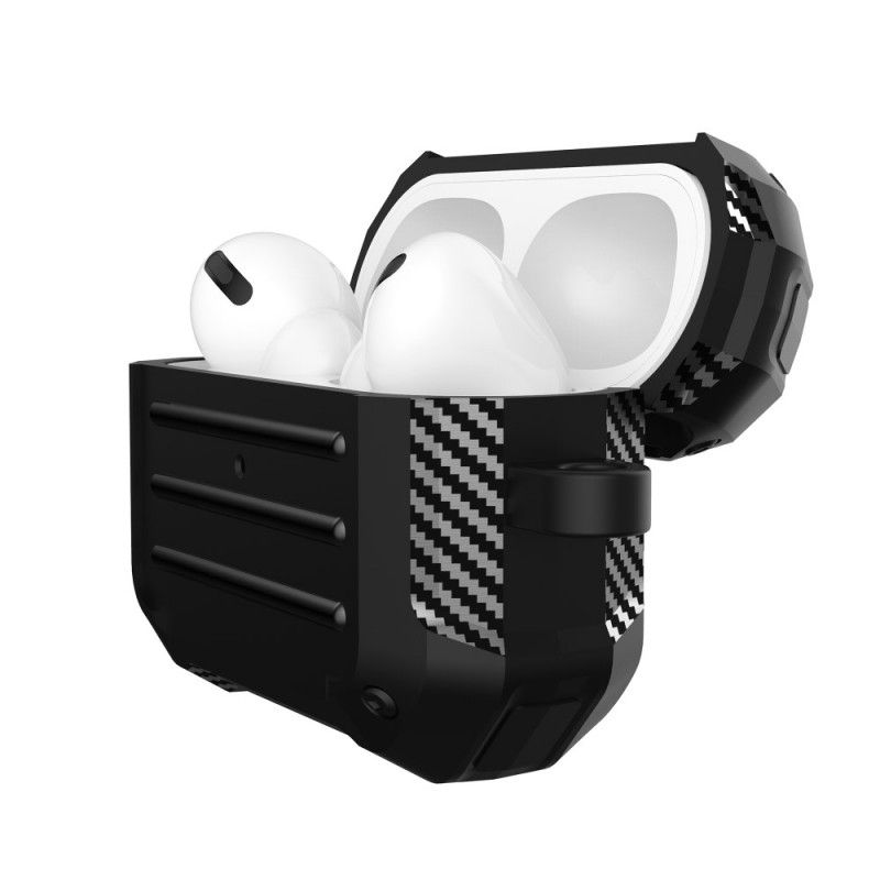 Hoesje voor AirPods Pro Grijs Zwart Superbestendige Siliconen Met Karabijnhaak
