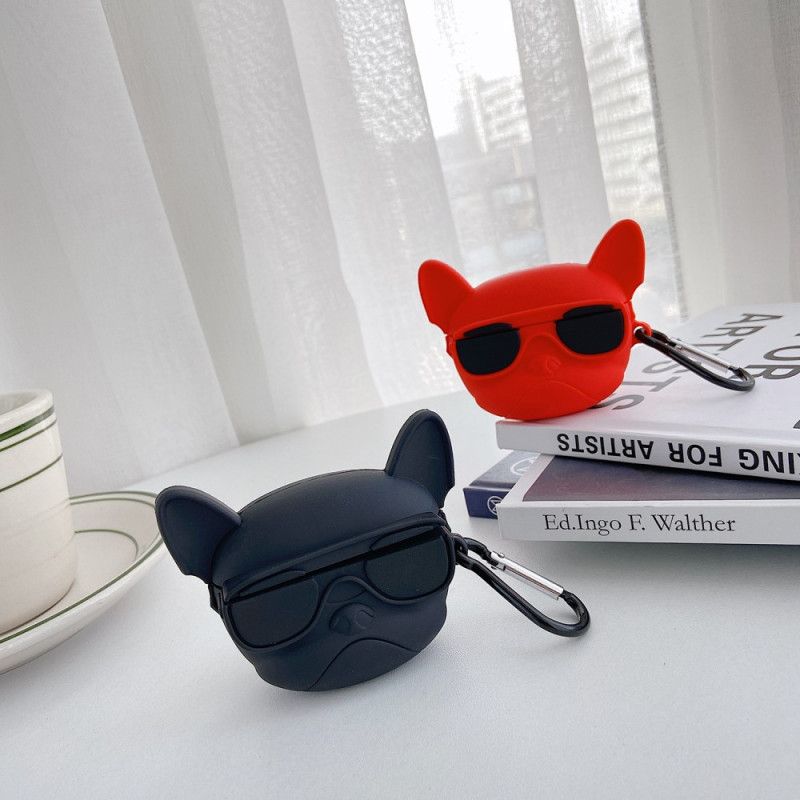 Hoesje voor AirPods Pro Rood Zwart 3D Hond Met Ring