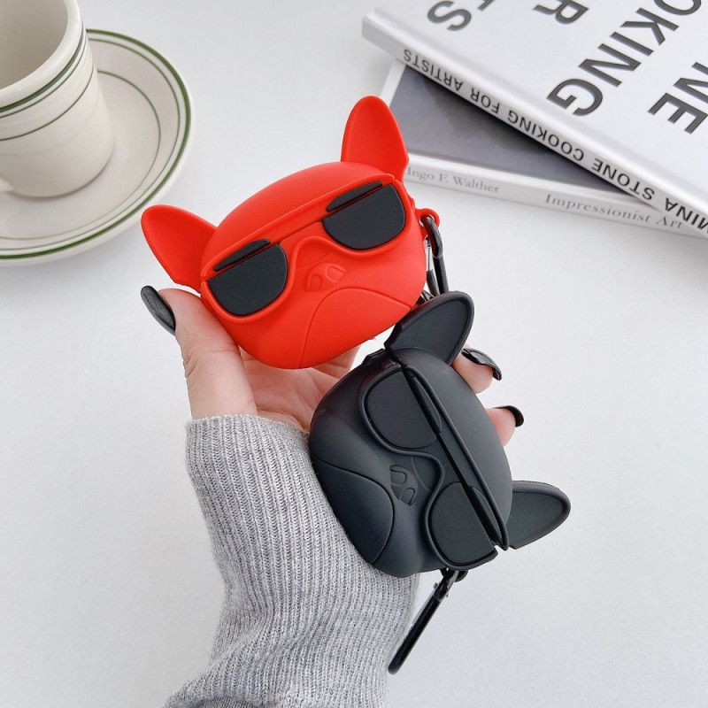 Hoesje voor AirPods Pro Rood Zwart 3D Hond Met Ring