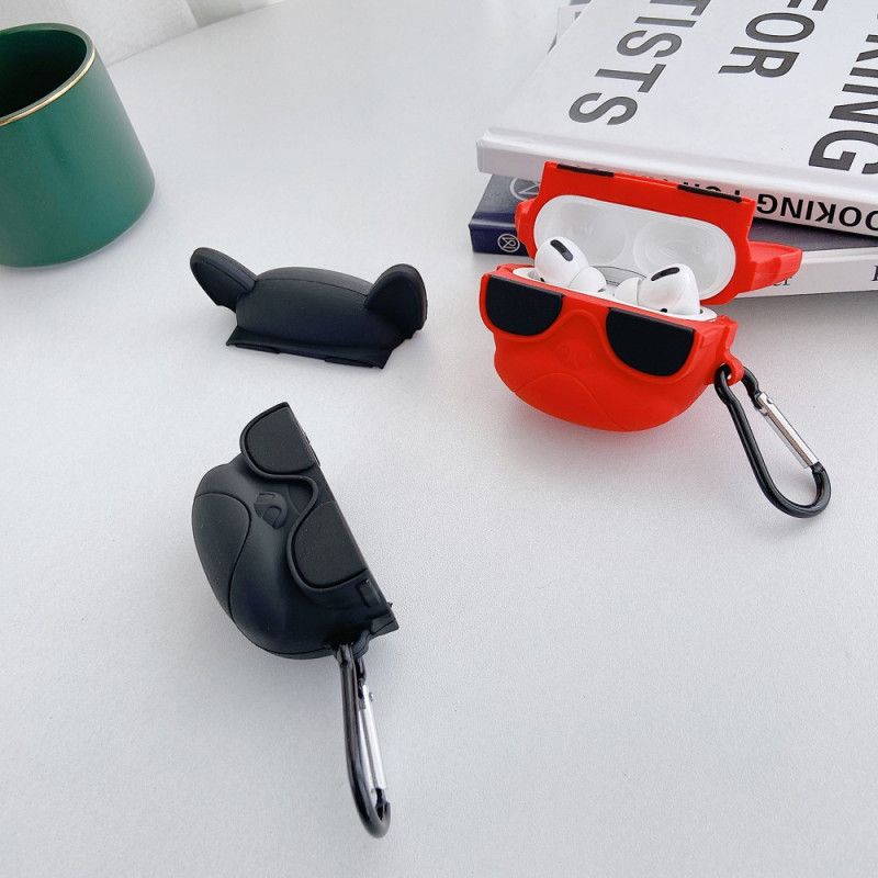 Hoesje voor AirPods Pro Rood Zwart 3D Hond Met Ring