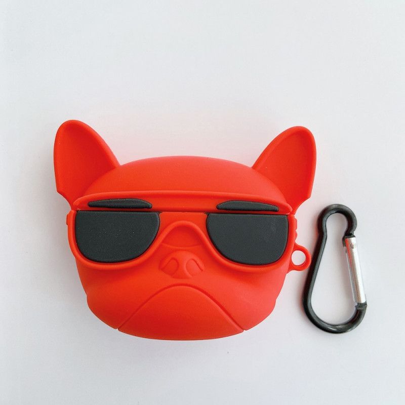 Hoesje voor AirPods Pro Rood Zwart 3D Hond Met Ring