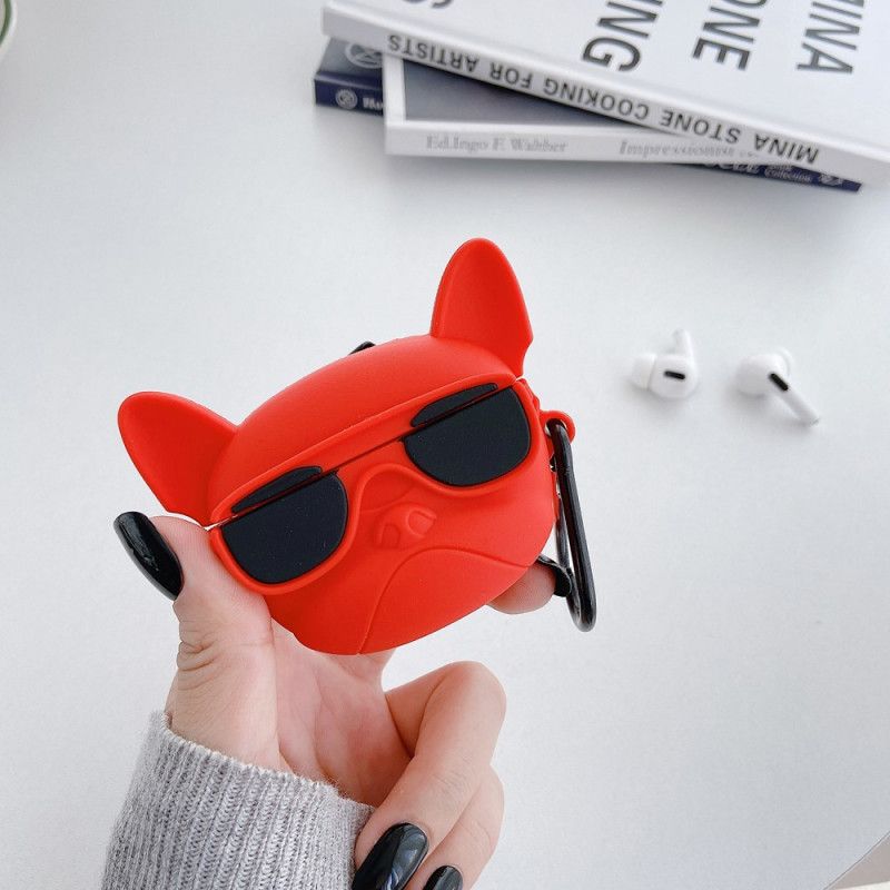 Hoesje voor AirPods Pro Rood Zwart 3D Hond Met Ring
