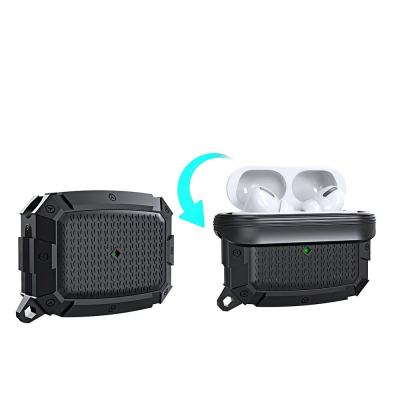 Hoesje voor AirPods Pro Wit Zwart Ultrabestendig Met Karabijnhaak