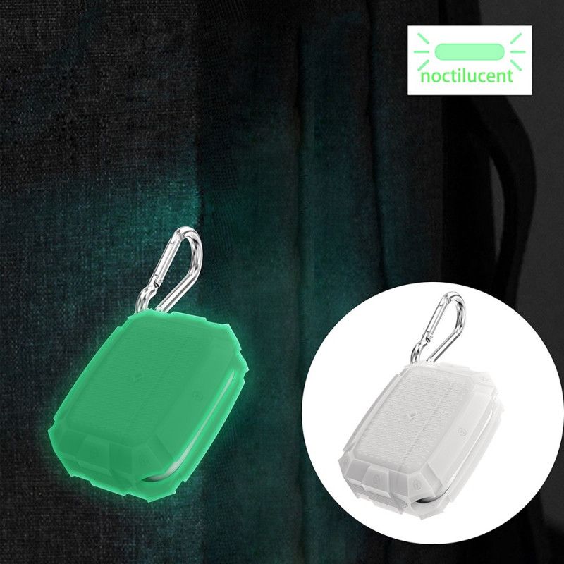 Hoesje voor AirPods Pro Wit Zwart Ultrabestendig Met Karabijnhaak