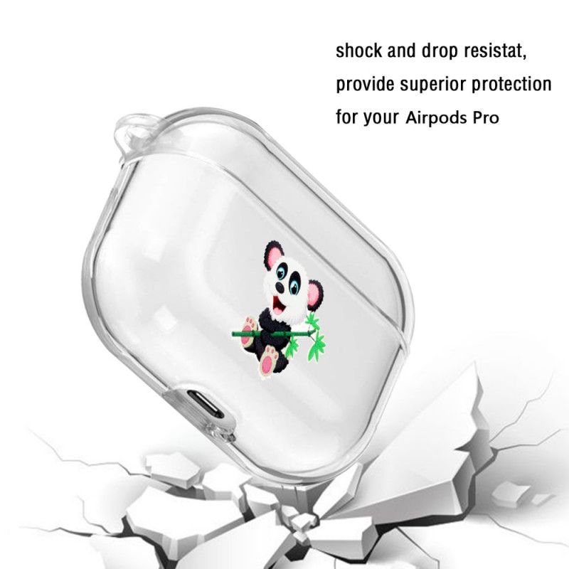 Hoesje voor AirPods Pro Zwart Transparante Siliconen Wilde Dieren Serie