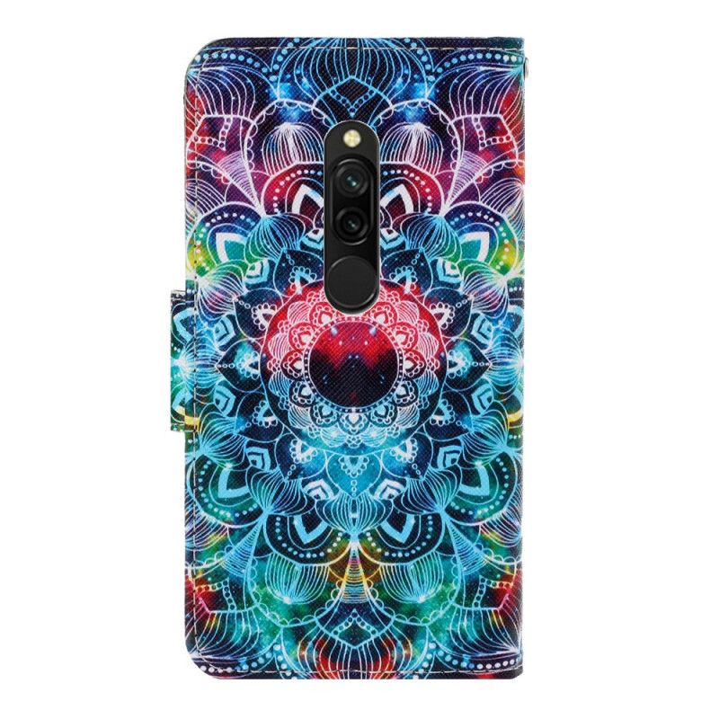 Cover Folio-hoesje Xiaomi Redmi 8 Telefoonhoesje Flitsende Mandala Met String