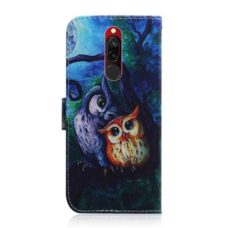 Cover Folio-hoesje Xiaomi Redmi 8 Telefoonhoesje Uil Schilderij