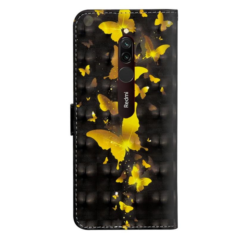 Leren Hoesje voor Xiaomi Redmi 8 Gele Vlinders