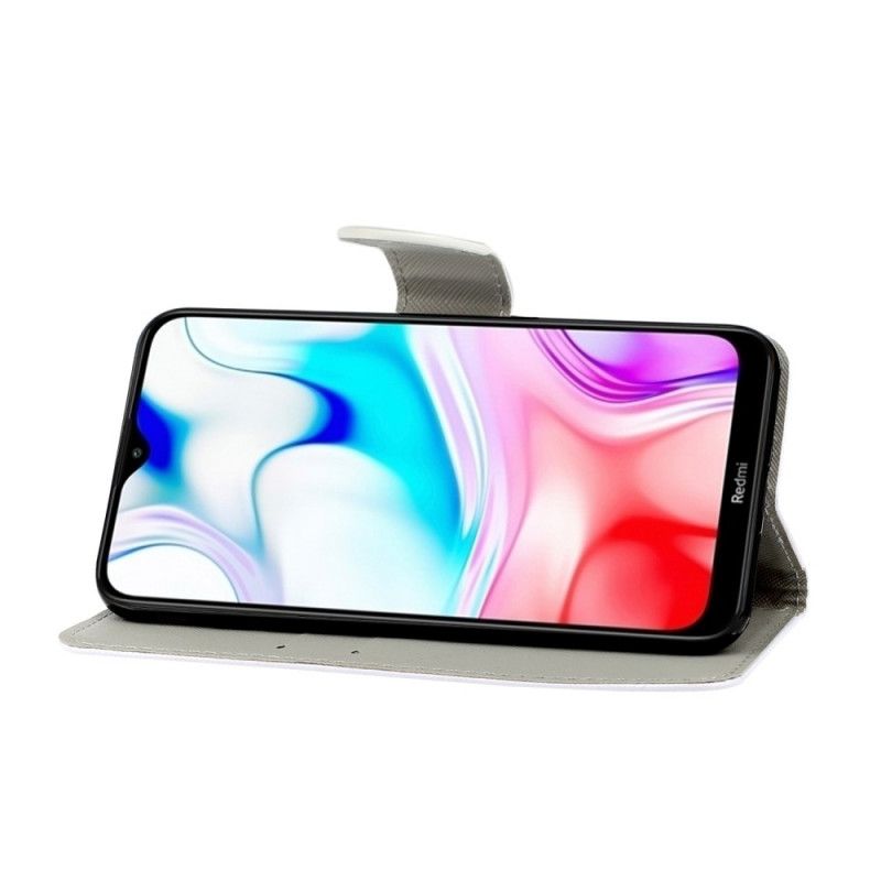 Leren Hoesje voor Xiaomi Redmi 8 Zwart Verscheidenheid Aan Vlinders