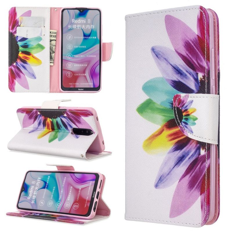 Leren Hoesje Xiaomi Redmi 8 Aquarelbloem