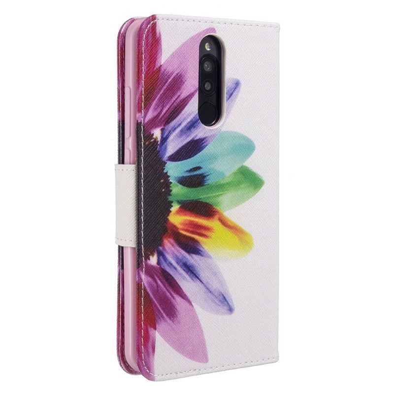 Leren Hoesje Xiaomi Redmi 8 Aquarelbloem