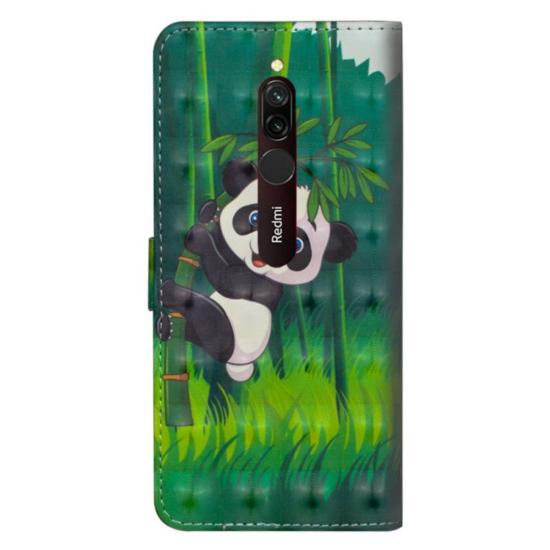 Leren Hoesje Xiaomi Redmi 8 Panda En Bamboe