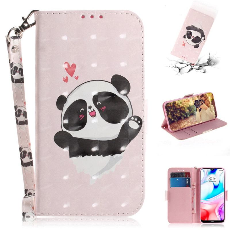 Leren Hoesje Xiaomi Redmi 8 Panda Love Met String