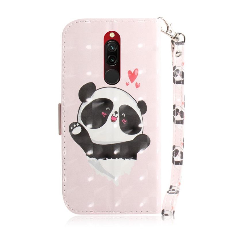 Leren Hoesje Xiaomi Redmi 8 Panda Love Met String