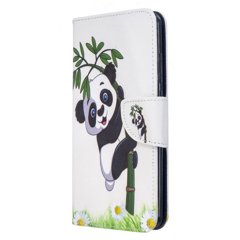 Leren Hoesje Xiaomi Redmi 8 Panda Op Bamboe
